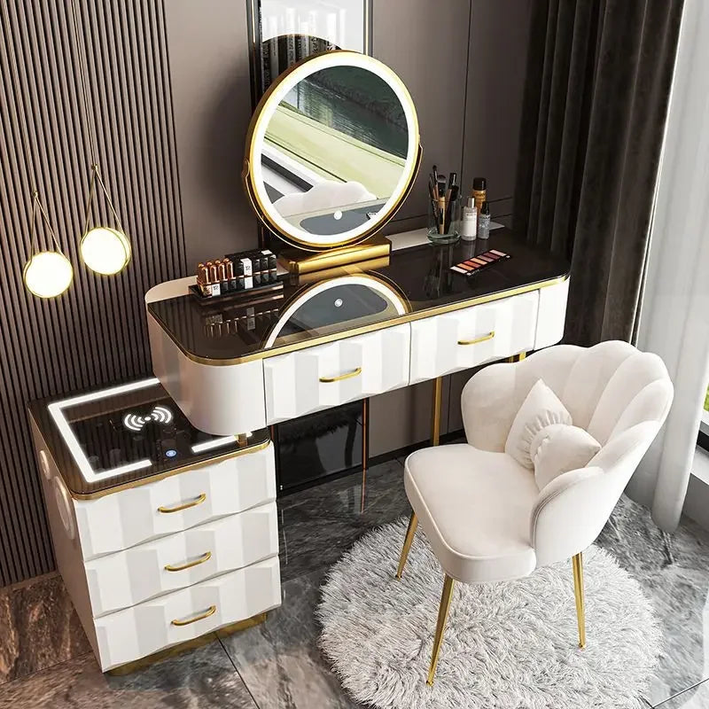 Vanity Desk with Wireless Charging & Bluetooth Speaker