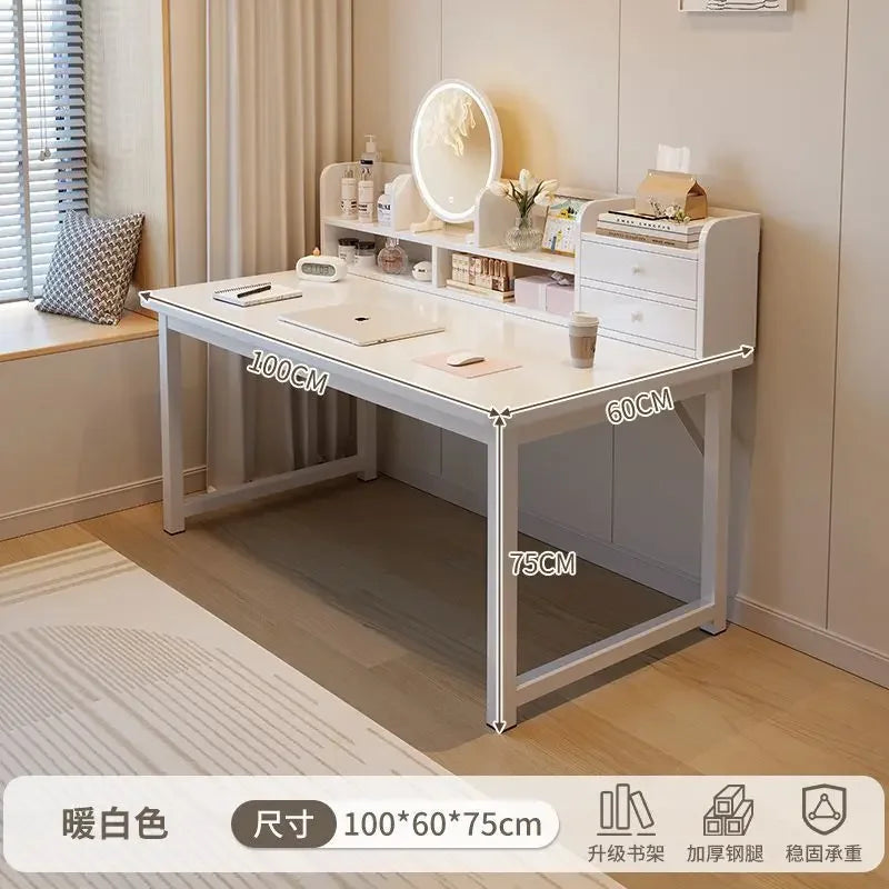 Simple Dressing Table Makeup Table with Storage Vanity Desk with Mirror and Led Lights Study Table Student Desk for Bedroom