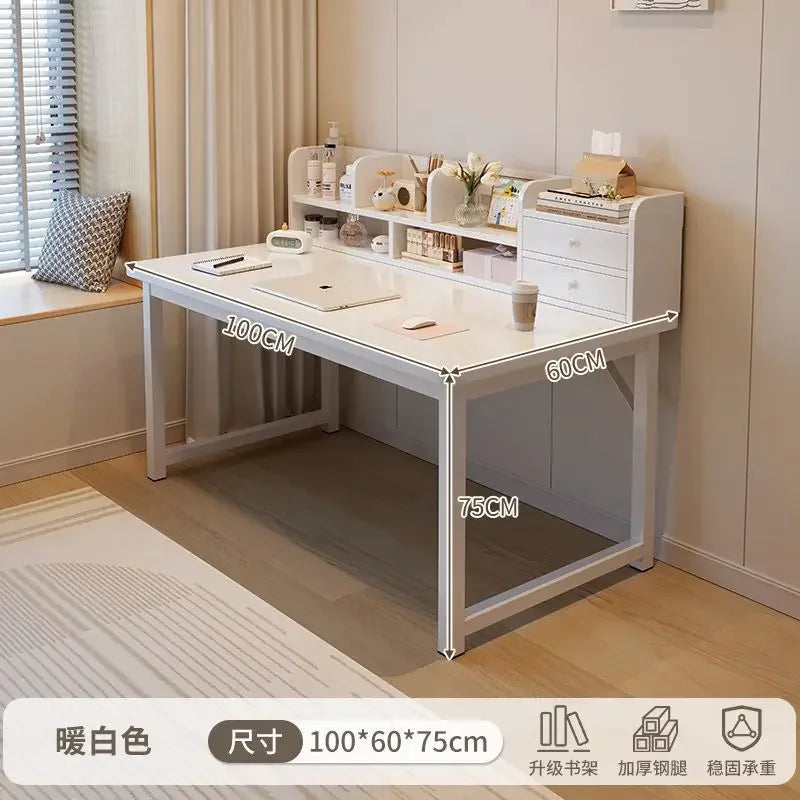 Simple Dressing Table Makeup Table with Storage Vanity Desk with Mirror and Led Lights Study Table Student Desk for Bedroom