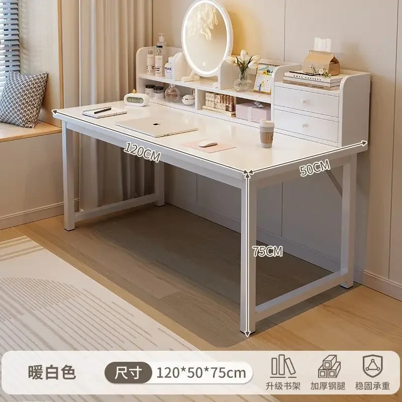 Simple Dressing Table Makeup Table with Storage Vanity Desk with Mirror and Led Lights Study Table Student Desk for Bedroom