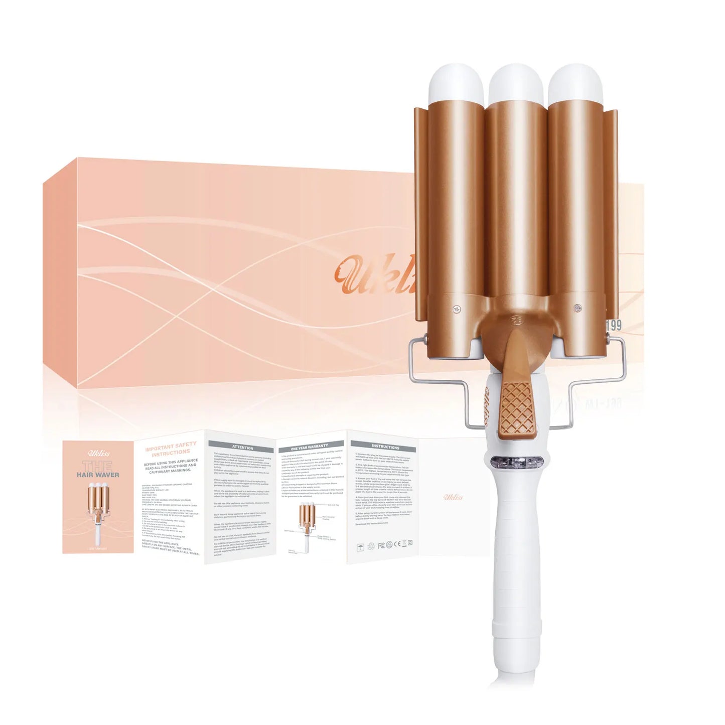 UKLISS Triple Barrel Curler – Ceramic Wave Styler
