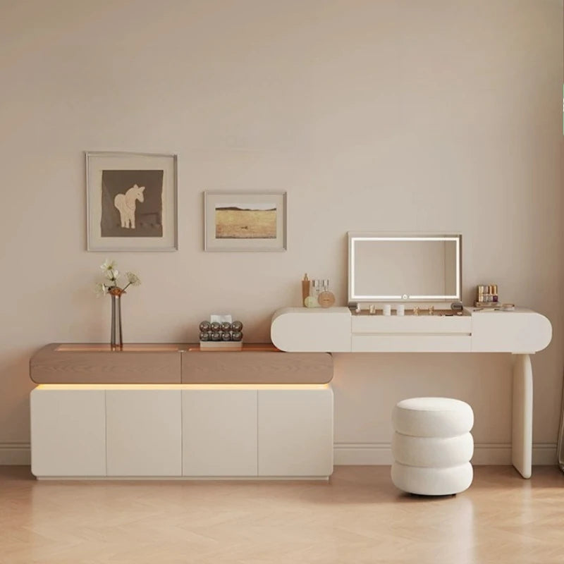 Foldable Hidden Vanity Desk with Mirror — Vanity Furniture, Bedroom Furniture, Foldable Desk | Beautifully Within