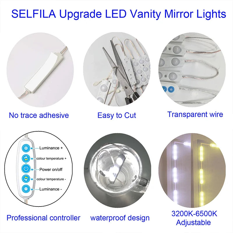 Dimmable LED Vanity Mirror Light Kit