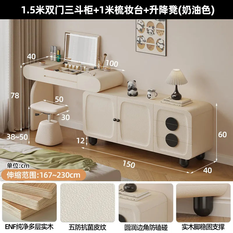 Foldable Hidden Vanity Desk with Mirror