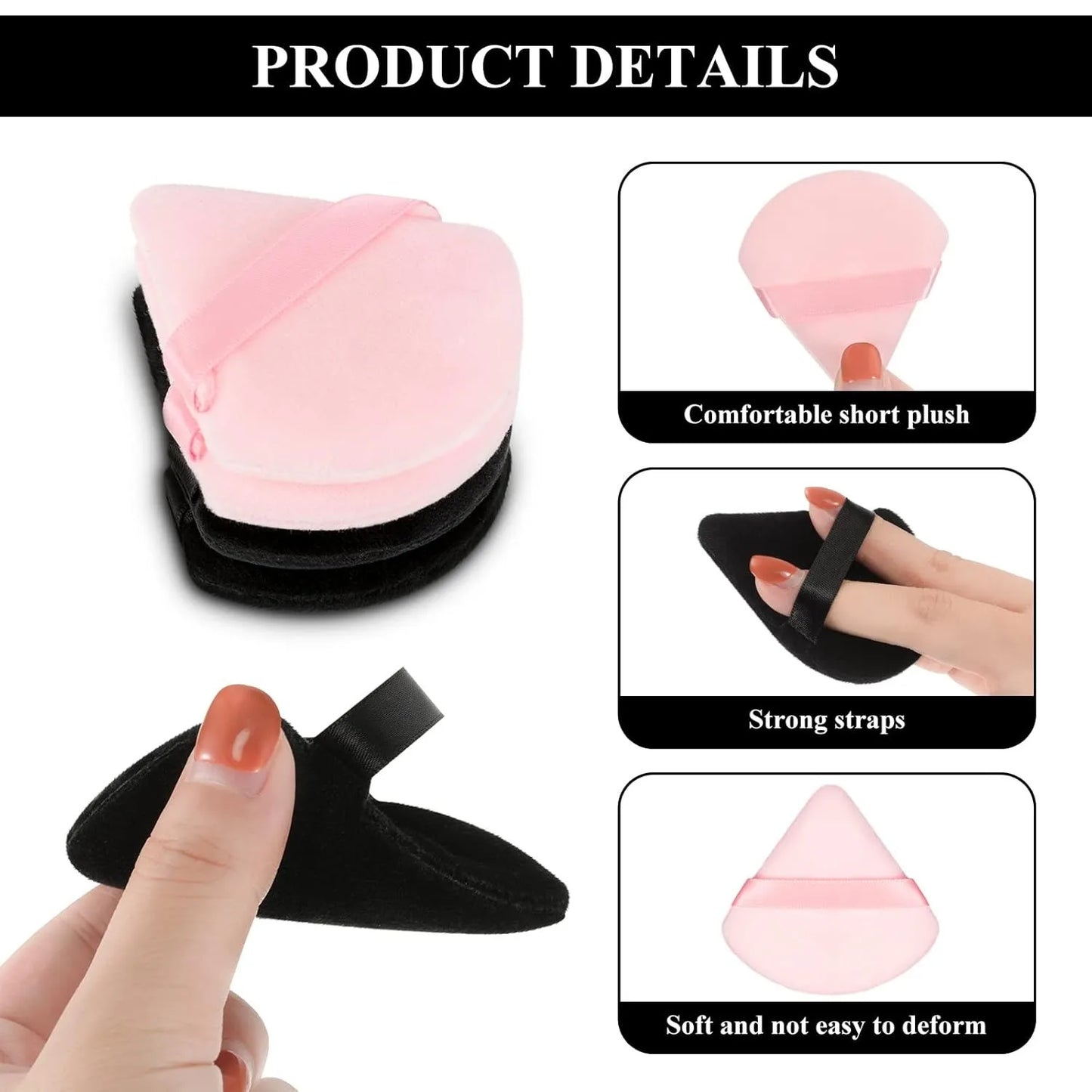 12 Pieces Powder Puff Triangle Face Makeup Cosmetic for Loose Powder Soft Body Washable Reusable Foundation Sponge Mineral Wet D