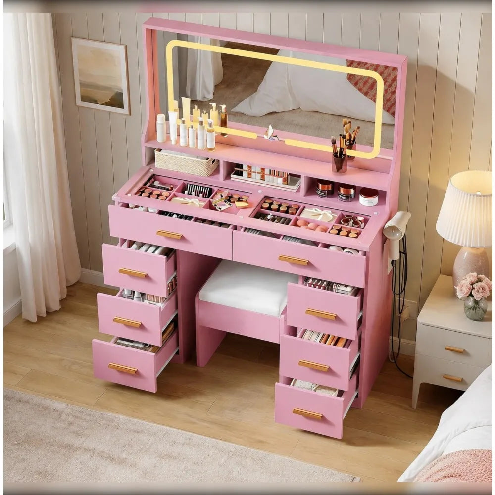 Blush Pink LED Vanity Desk Set — Soft blush pink meets bright, functional style in this LED vanity desk set | Beautifully Within