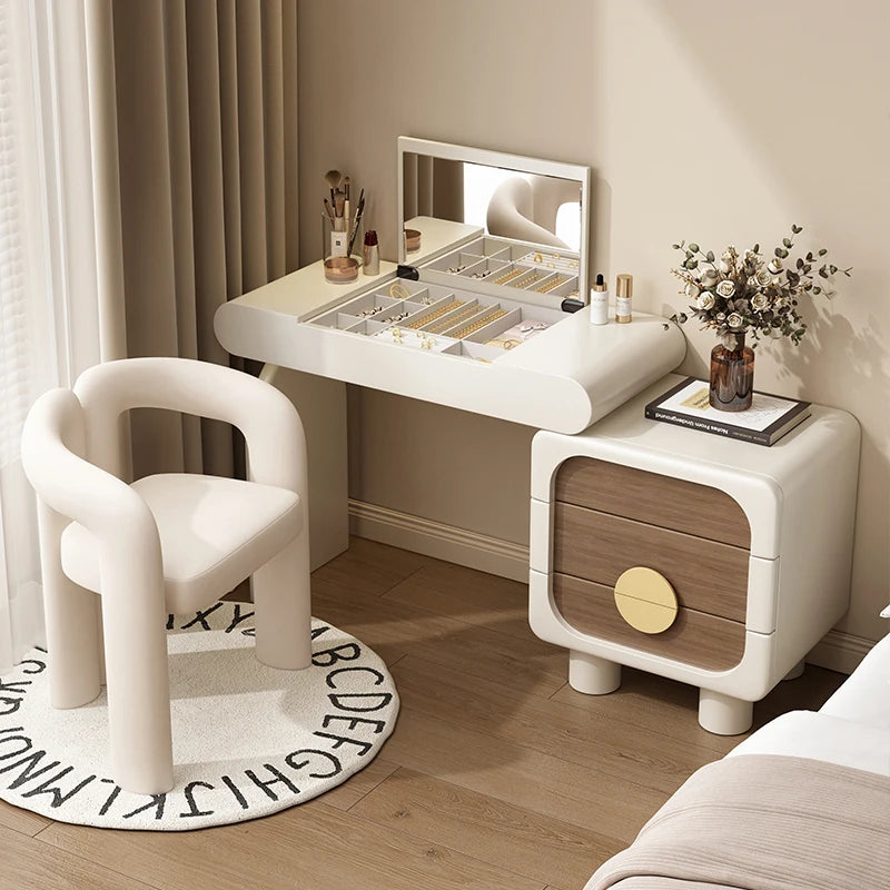 Makeup Glamour Vanity Table Storage Design Elegant Cream Style Dressing Table Modern Tocador De Maquillaje Bedroom Furniture