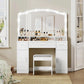 Makeup Vanity Table with LED Lights & Storage Cabinets – White
