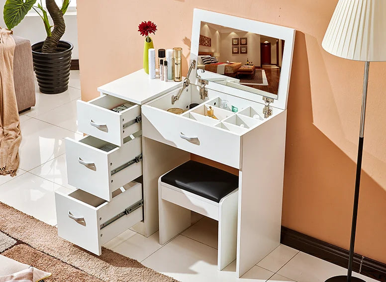 Compact Folding Corner Vanity Table