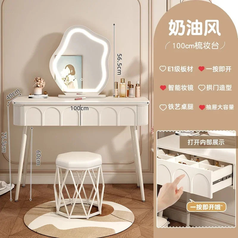 Simple Vanity Table Classic Vintage Drawer Storage Vanity Table European Modern Table Coiffeuse Maquillage Bedroom Furniture