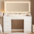 44 Inch Vanity Desk with LED Mirror & Power Outlet