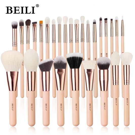 BEILI Pink Makeup Brush Set – Powder & Eyeshadow