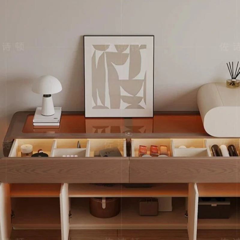 Foldable Hidden Vanity Desk with Mirror