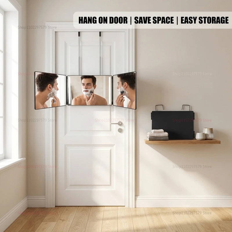 Foldable Three-Way Travel Vanity Mirror