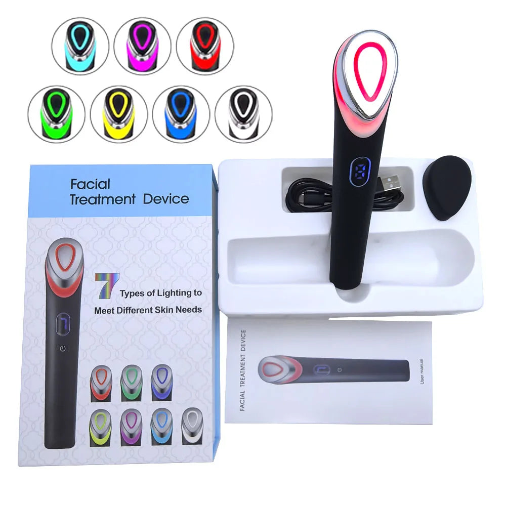 7 Color Led Eye Light Therapy Wand Red Blue Facial Skincare Massager
