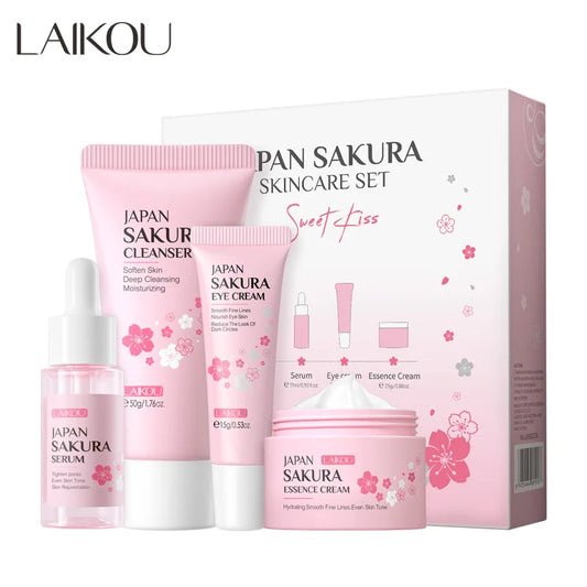 Sakura Skincare Set – Cleanser, Serum, Cream & Eye Cream