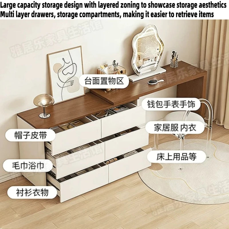 L-Shaped Corner Vanity Desk with Mirror & Stool