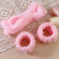 3PCS Coral Velvet Facial Set – Hairband & Wristband