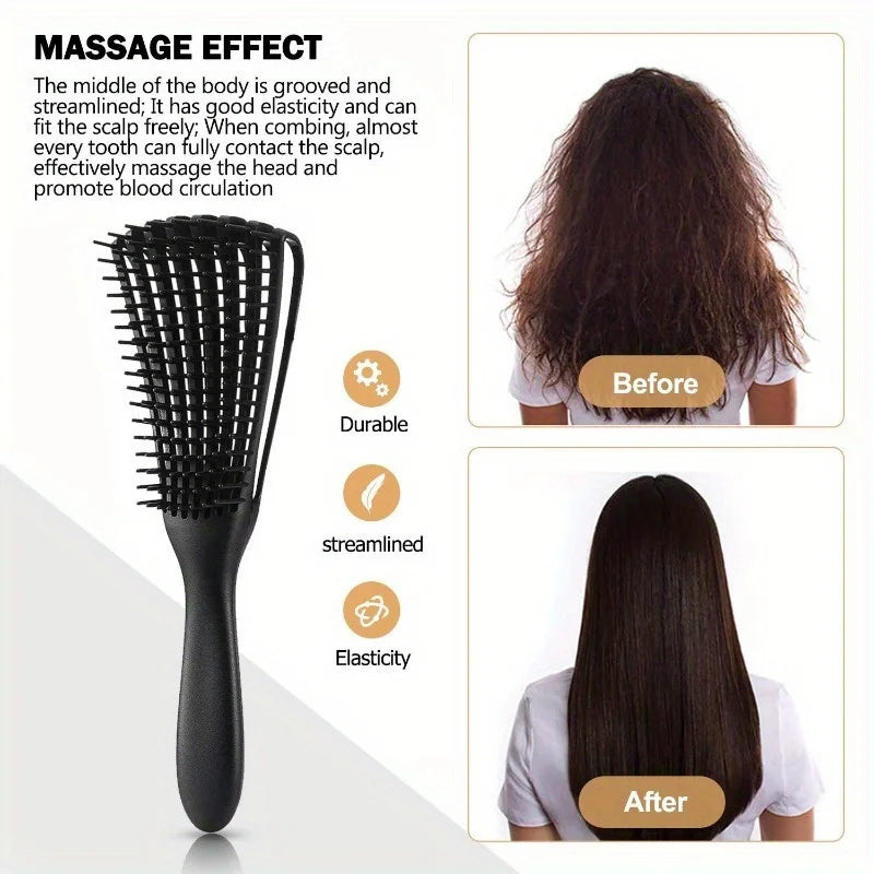 Boar Bristle Hair Brush – Wooden Paddle Scalp Massage Comb