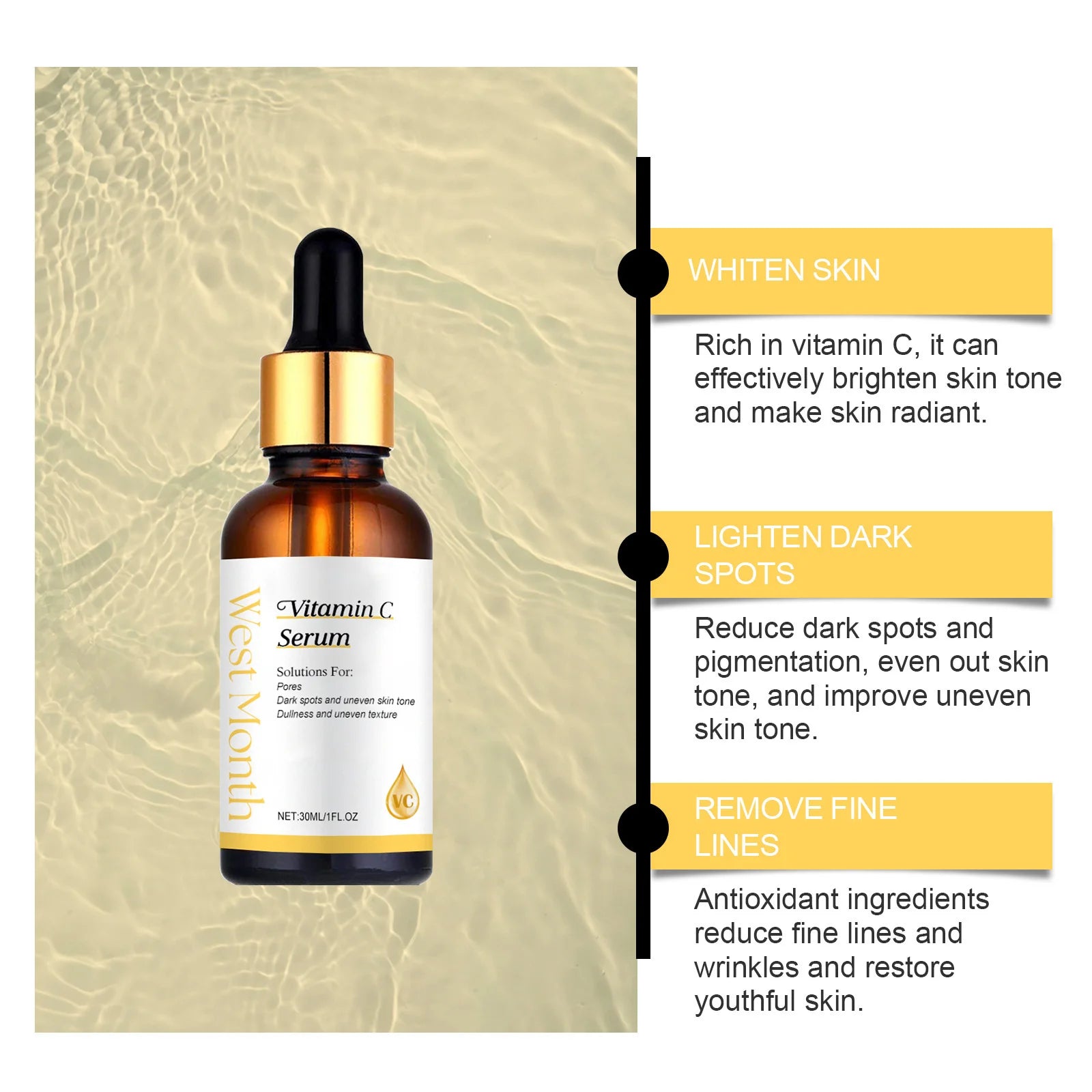 Niacinamide Facial Serum Fade Fine Line Moisturzing Brightening Rejuvenation Shrink Pores Fade Melanin Vitamin C Serum Skin Care