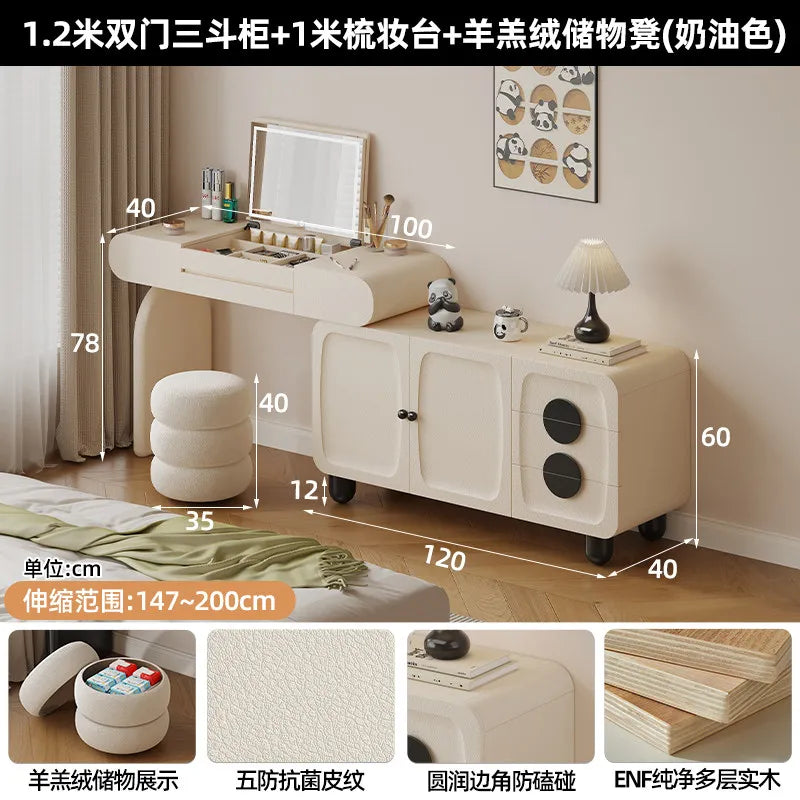 Foldable Hidden Vanity Desk with Mirror