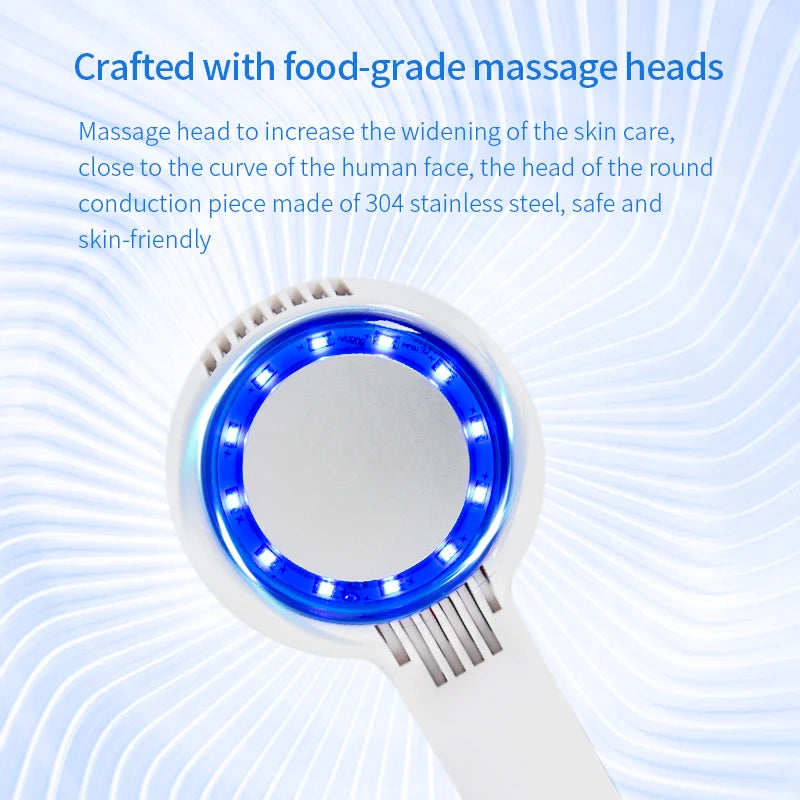 Hot Cold Facial Hammer Massager Blue Light Pore Care Beauty Tool