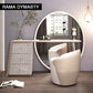 Luxury Beige Makeup Vanity Set with Side Cabinet Dressing Table with Big Mirror & Stool