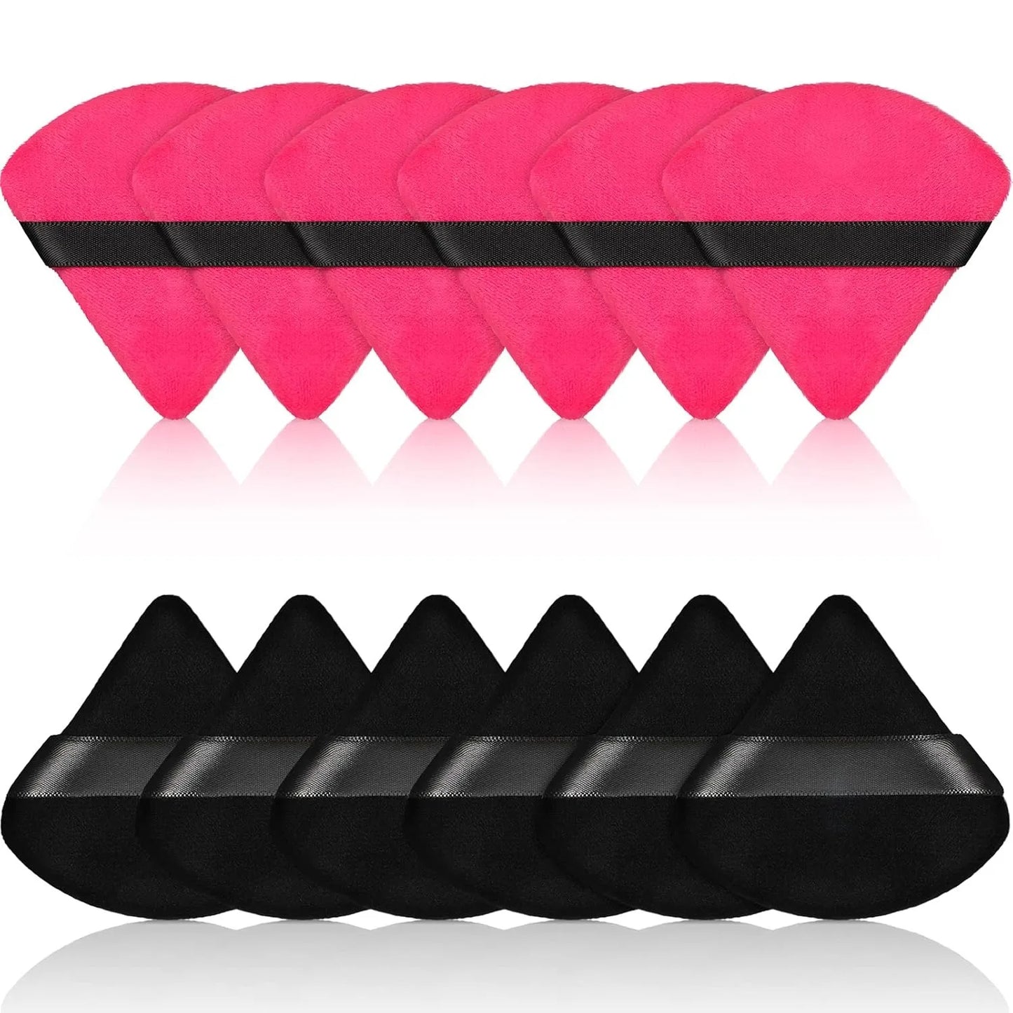 12 Pieces Powder Puff Triangle Face Makeup Cosmetic for Loose Powder Soft Body Washable Reusable Foundation Sponge Mineral Wet D