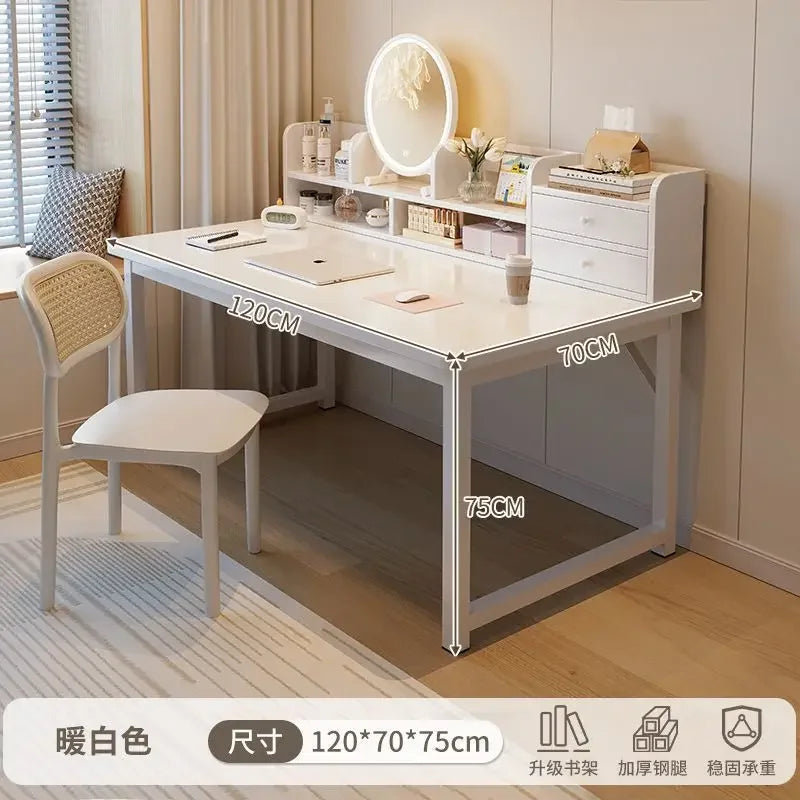 Simple Dressing Table Makeup Table with Storage Vanity Desk with Mirror and Led Lights Study Table Student Desk for Bedroom
