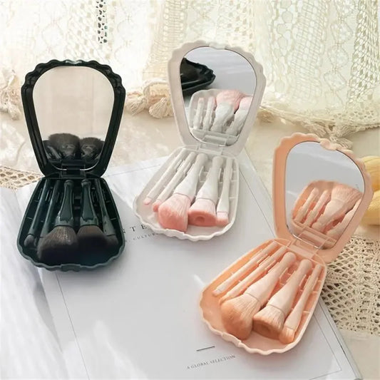 Makeup Brush Set (5pcs + Mirror) – Powder & Eyeshadow
