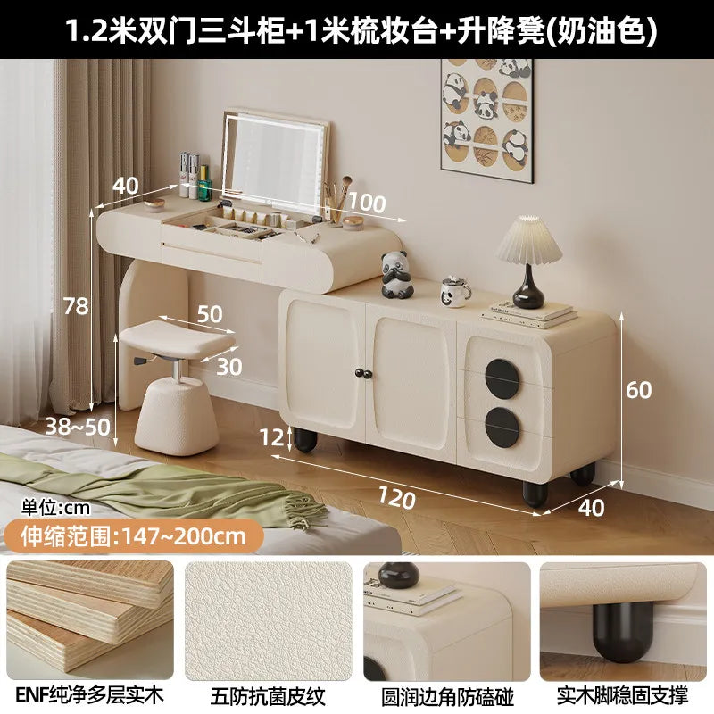 Foldable Hidden Vanity Desk with Mirror
