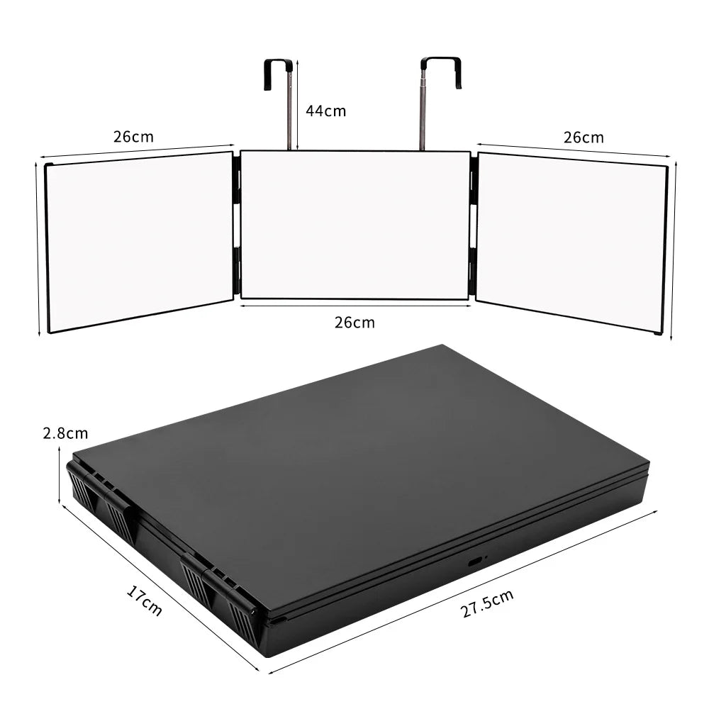 Foldable Three-Way Travel Vanity Mirror