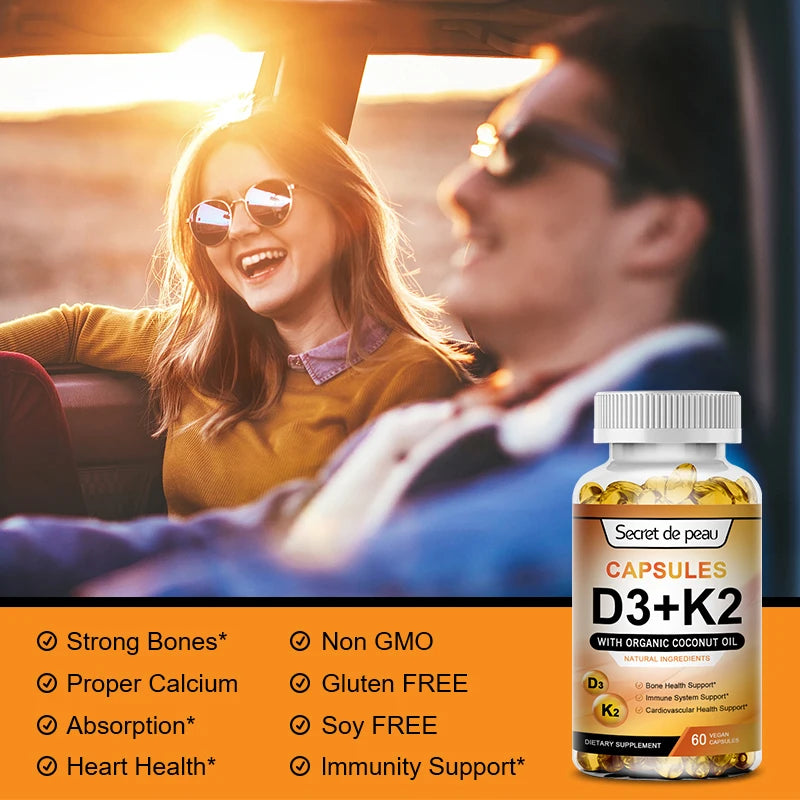 Vitamin D3 + K2 Capsules – Bone, Heart & Immune Support
