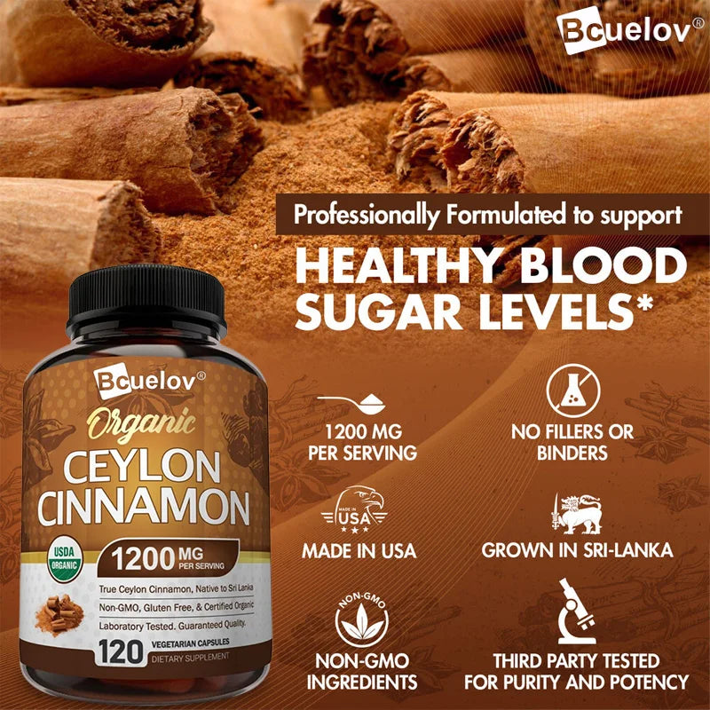 Organic Ceylon Cinnamon 1200mg – Blood Sugar & Heart Health Support