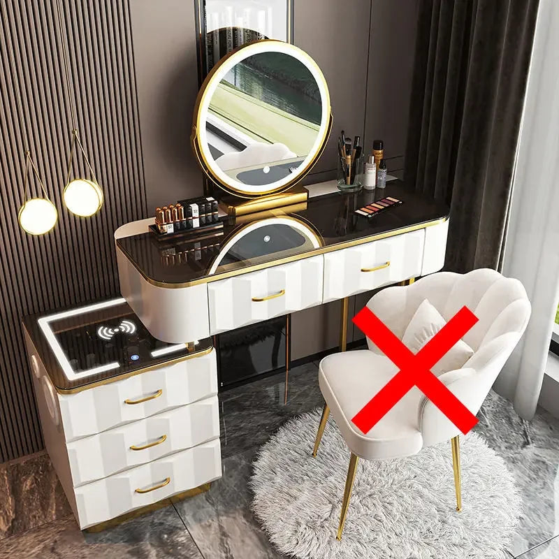 Vanity Desk with Wireless Charging & Bluetooth Speaker