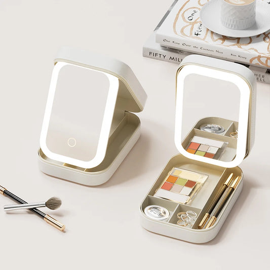 Makeup Storage Box with Lighted Mirror