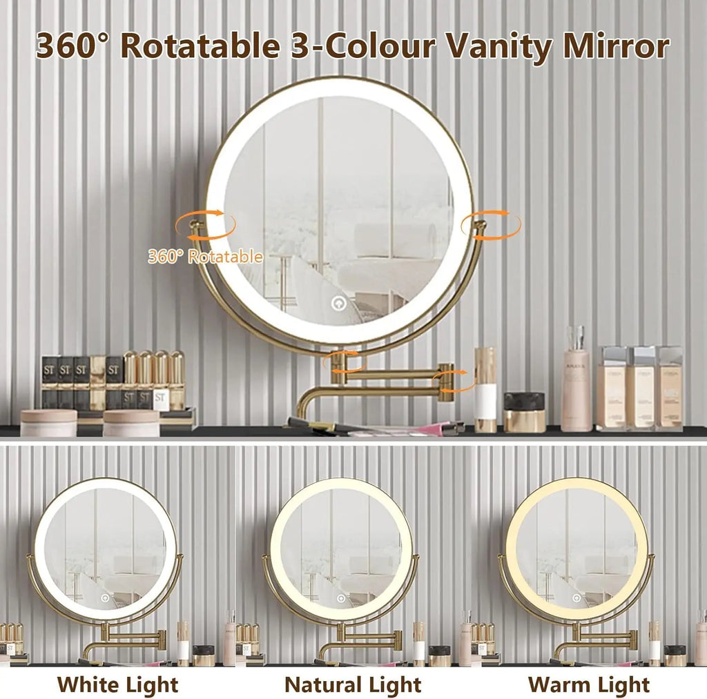 Leather-Wrapped Vanity Desk with Rotating Mirror & Stool — Vanity Furniture, Leather Vanity | Beautifully Within