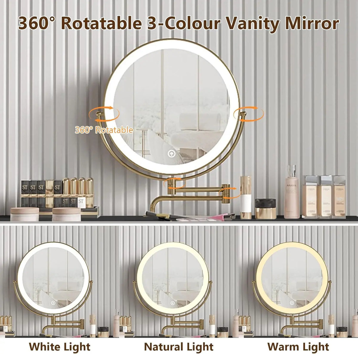 Leather-Wrapped Vanity Desk with Rotating Mirror & Stool — Vanity Furniture, Leather Vanity | Beautifully Within