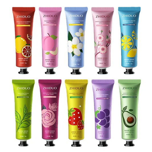 10PCS Fruit & Flower Hand Cream Set – Moisturizing & Nourishing