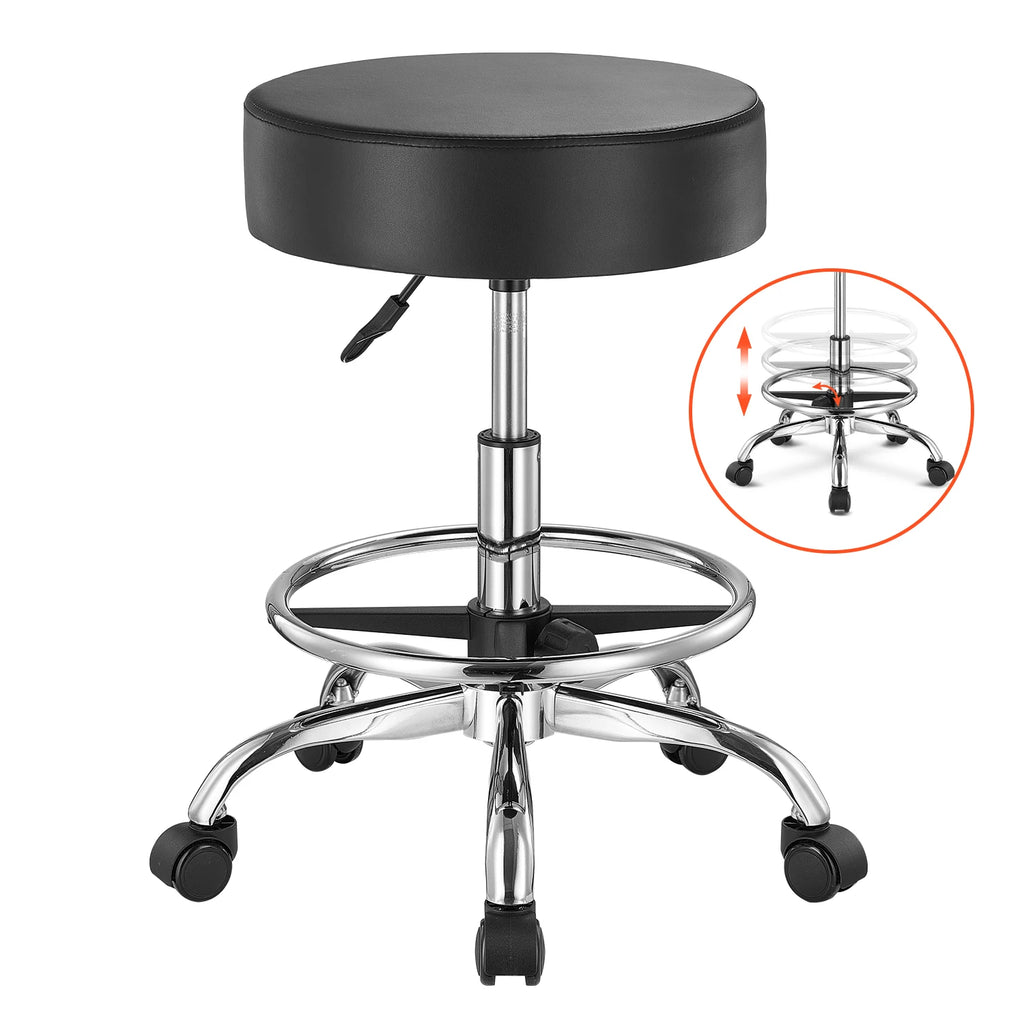 Professional Rolling Spa Stool with Back Support – Height Adjustable