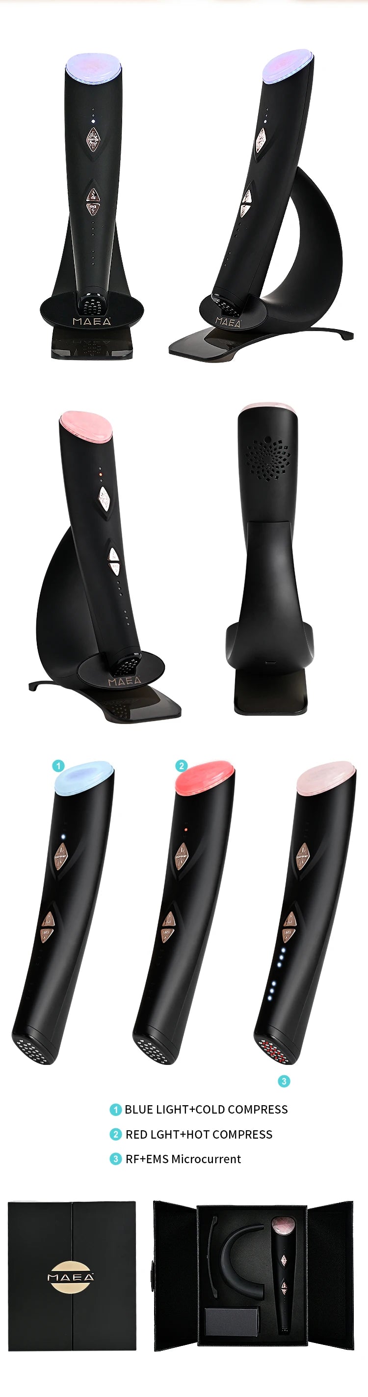 Lesenbeauty Multifunction Skincare Device Pro Hot Compress Skin Care LED Light Therapy EMS Face Lifting Beauty Massager