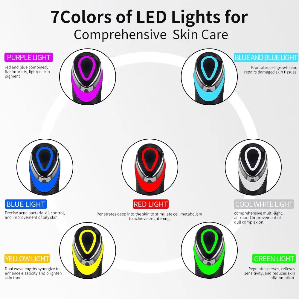7 Color Led Eye Light Therapy Wand Red Blue Facial Skincare Massager