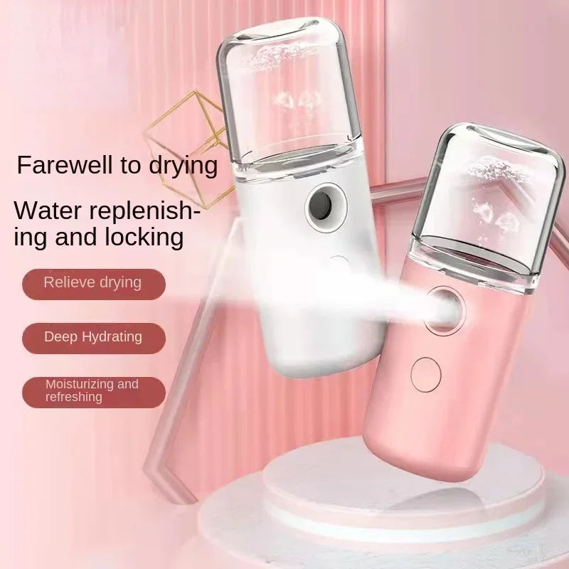 Mini Rechargeable Nano Facial Steamer Portable Humidifier Cold Steam Spray