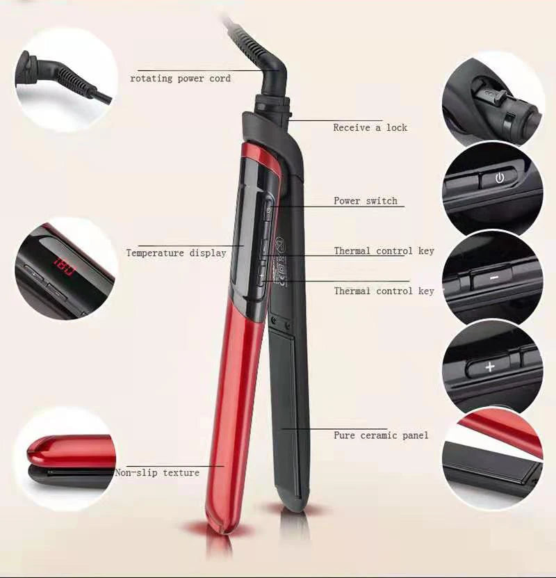 2-in-1 Hair Straightener – Flat Iron & Curler Combo