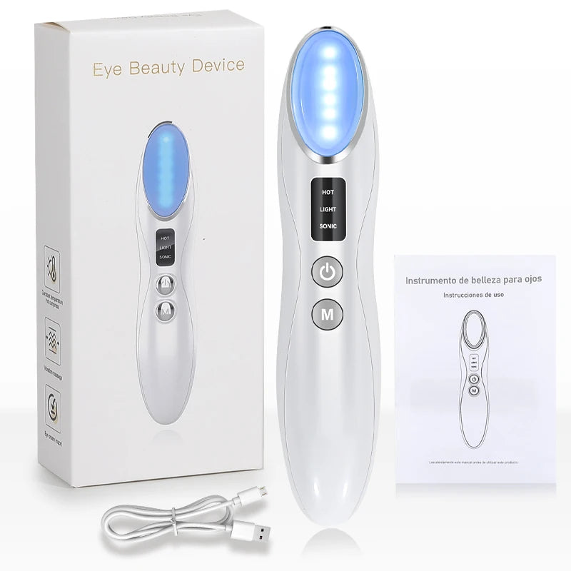 Led Photon Eye Massager 3 In 1 Facial Anti Wrinkle Skincare Wand