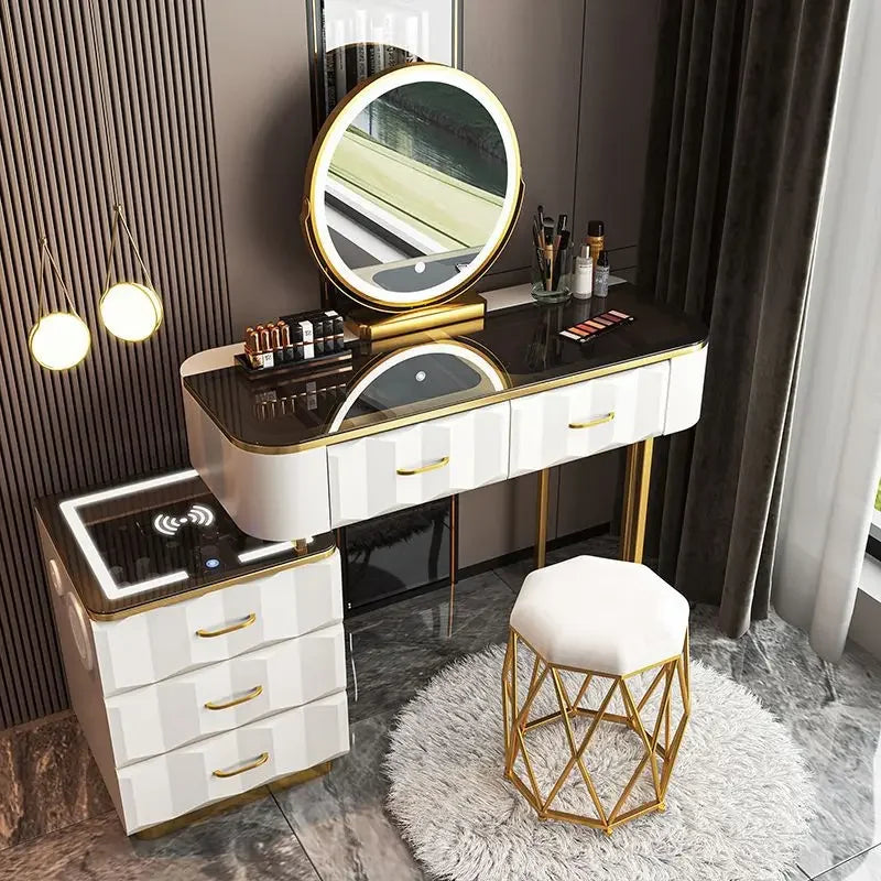 Vanity Desk with Wireless Charging & Bluetooth Speaker
