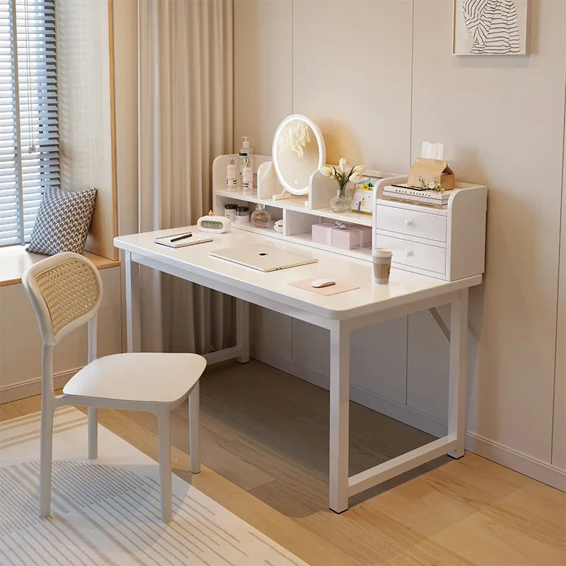 Simple Dressing Table Makeup Table with Storage Vanity Desk with Mirror and Led Lights Study Table Student Desk for Bedroom