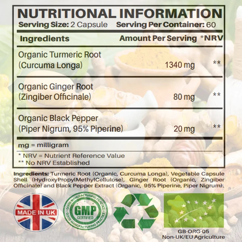 Turmeric + Ginger & Black Pepper Capsules – Joint & Flexibility Support