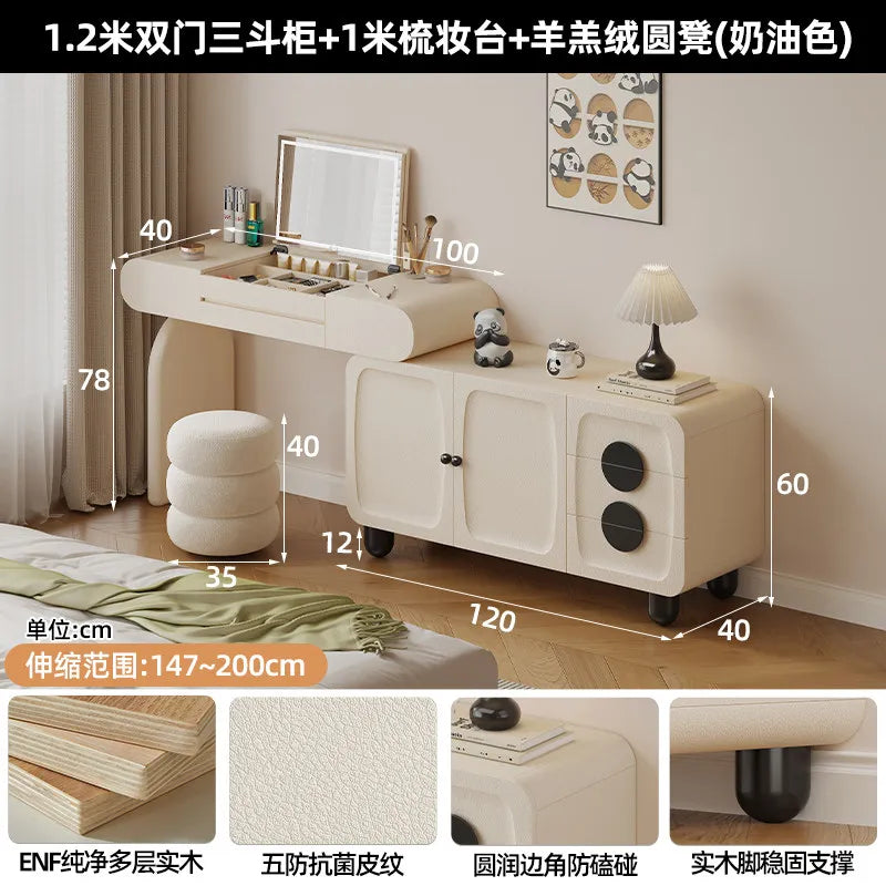 Foldable Hidden Vanity Desk with Mirror