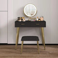 Leather-Wrapped Vanity Desk with Rotating Mirror & Stool — Vanity Furniture, Leather Vanity | Beautifully Within